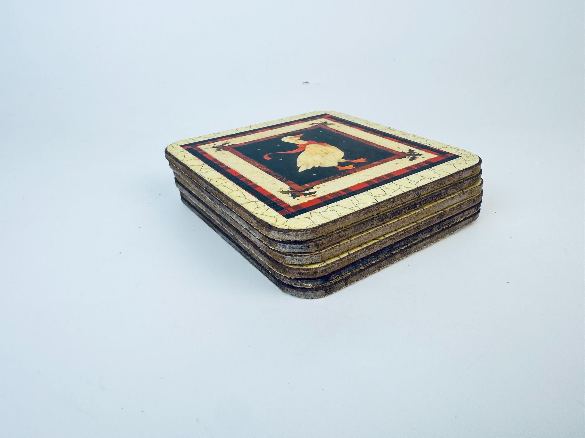 Product image for 'vintage pimpernel red bowchristmas goose coaster set set of six 6 made in england' (view b60ccc)