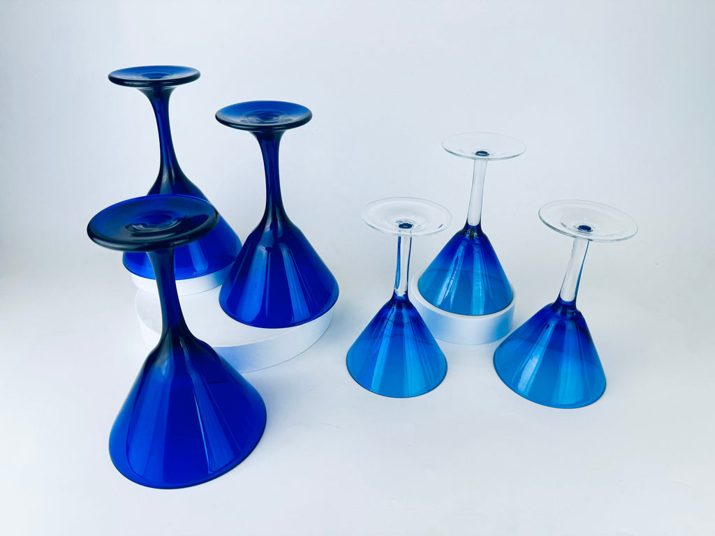 Product image for 'vintage blue martini glasses set of three 3 sets sold separately' (view 0377b0)