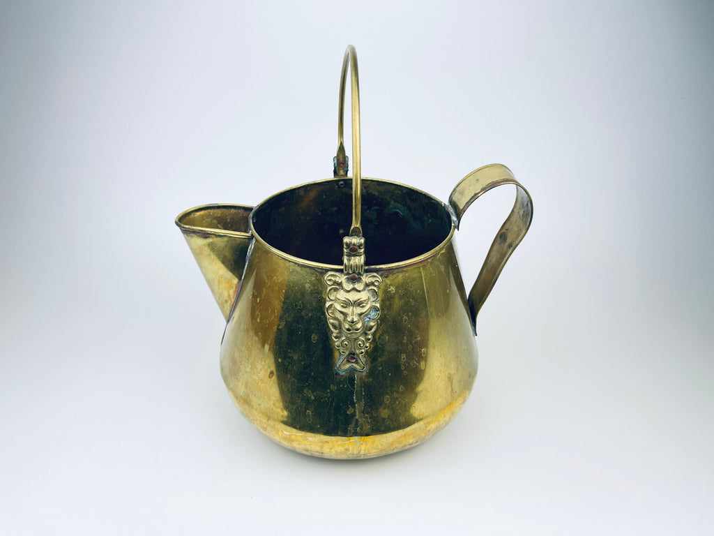 Product image for 'vintage brass lion watering can pot attractive aged metal patina' (view 0a8595)