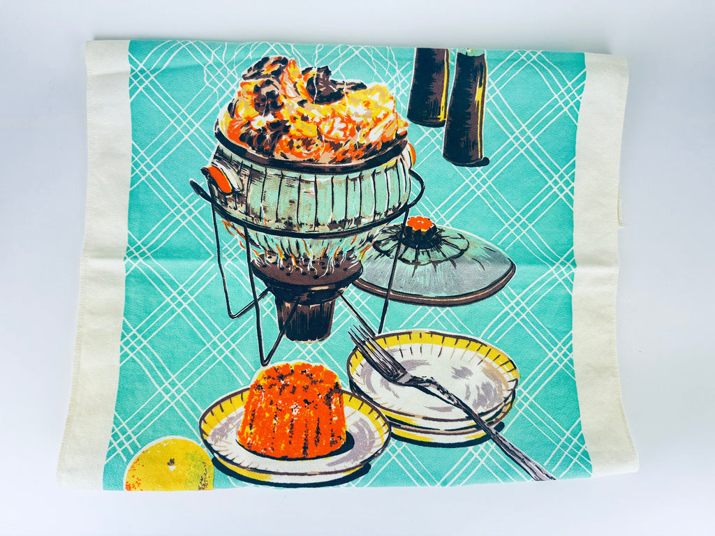 Product image for 'vintage beige green kitchen linen tea towel statement towel 100 cotton' (view 91b17e)