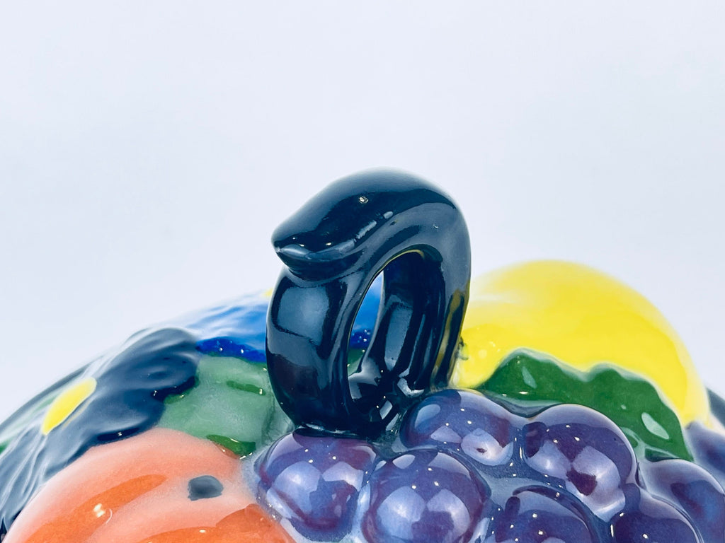 Product image for 'vintage round black ceramic fruit floral bowl with lid' (view e2cad9)