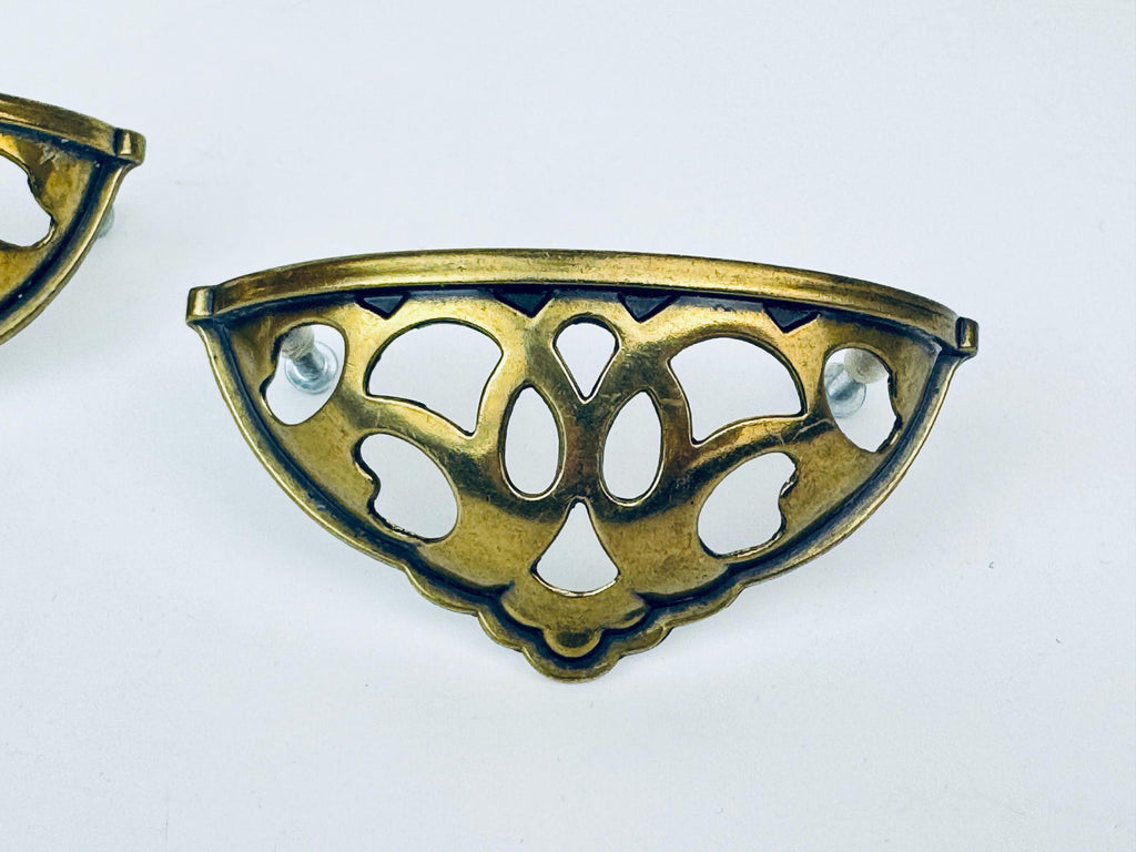 Product image for 'vintage ornate filigree solid brass hardware pulls set of two 2 furniture restoration' (view dd3c72)