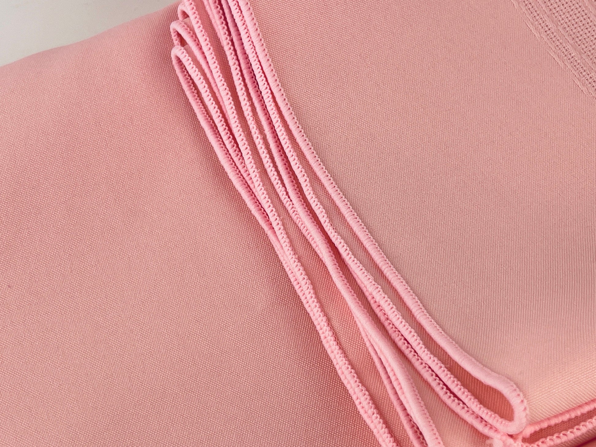 Product image for 'vintage pink rectangular tablecloth 90s tablescape textured ribbon stripes' (view 18c273)