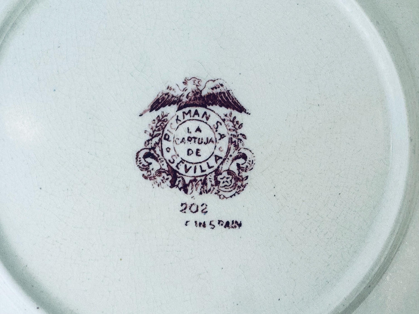 Product image for 'vintage 1940s la cartuja de sevilla pickman red transferware plates spanish earthenware serving display plates sold separately' (view dcf043)
