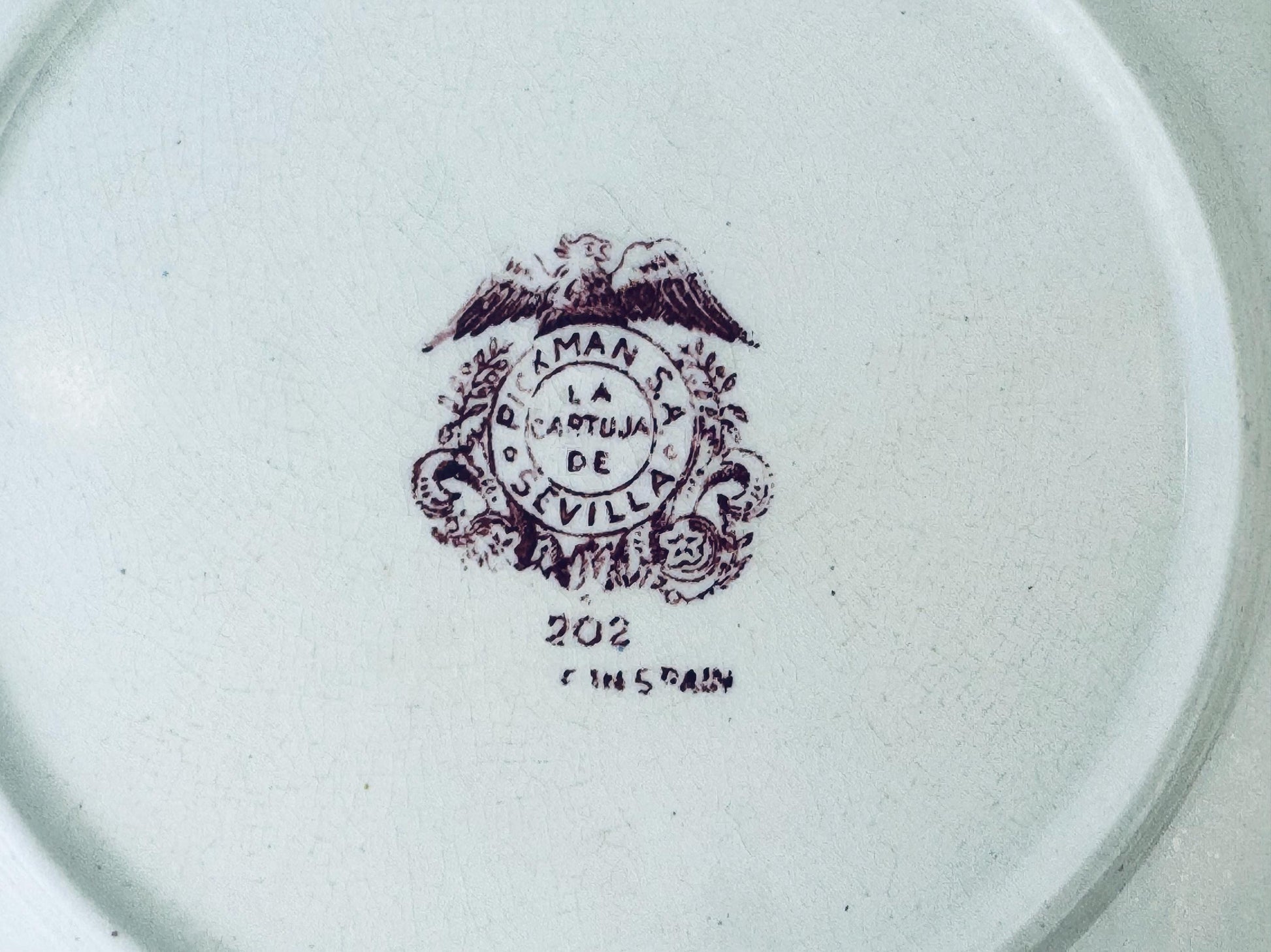 Product image for 'vintage 1940s la cartuja de sevilla pickman red transferware plates spanish earthenware serving display plates sold separately' (view dcf043)