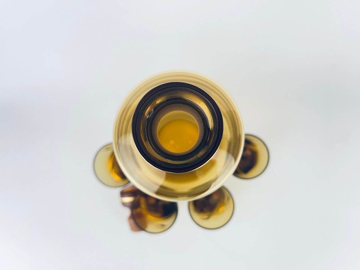 Product image for 'vintage amber gold striped glass barware set decanter shot glasses bohemia crystal made in czechoslovakia barware gift' (view 623126)