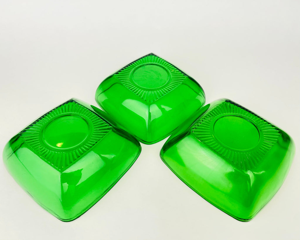 Product image for 'vintage anchor hocking green glass square bowls sold separately' (view 57c79c)