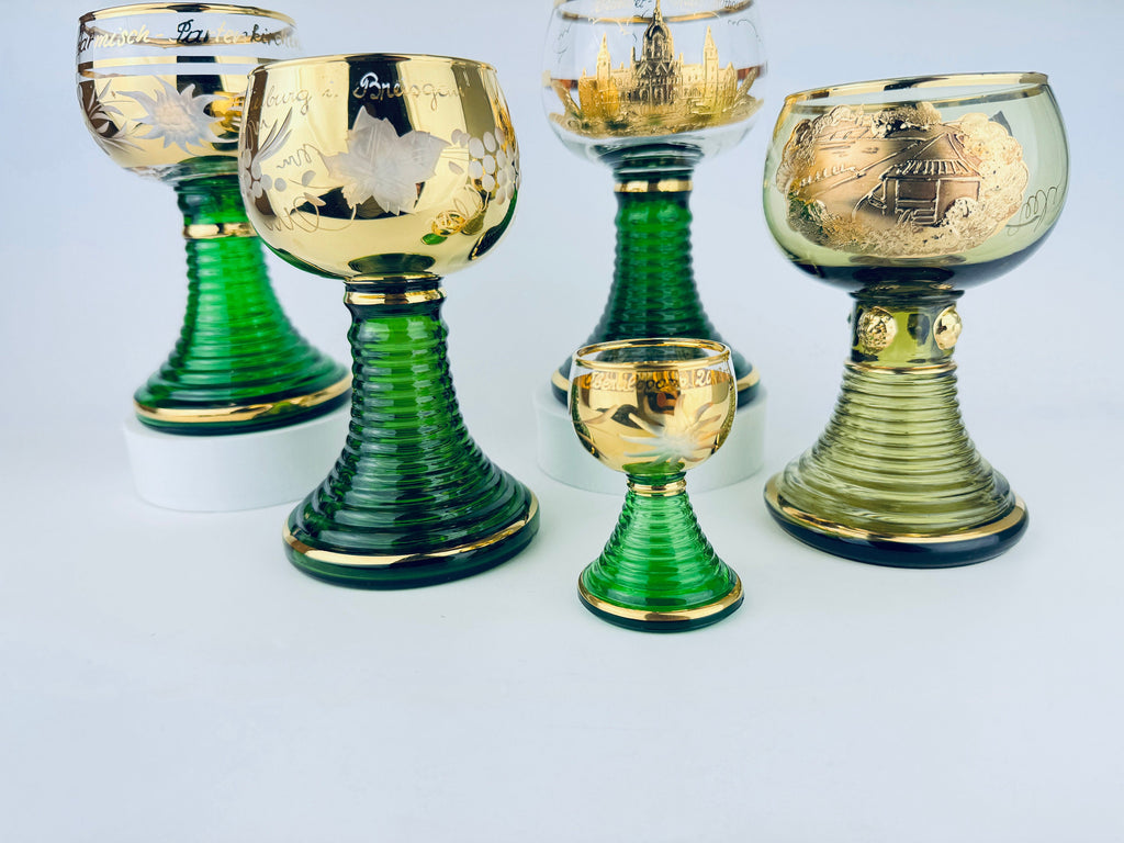 Product image for 'vintage german souvenir roemer green beehive stemmed barware glass sold separately' (view 70e433)
