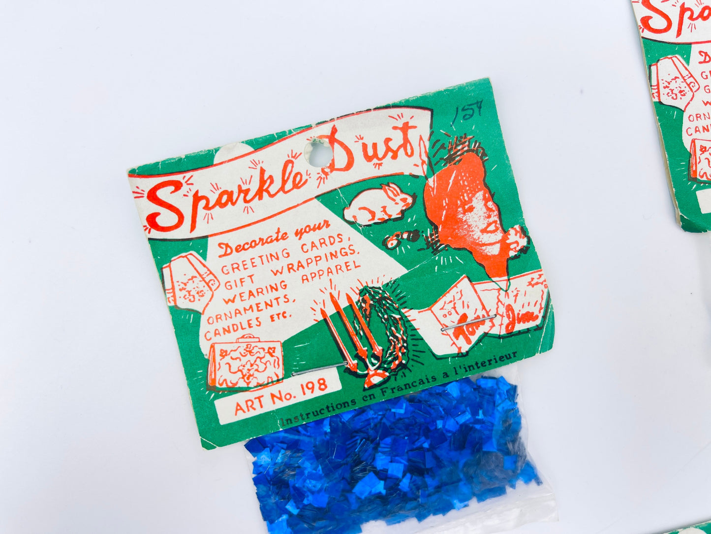 Product image for 'vintage holiday blue sparkle dust confetti glitter gift embellishment new old stock nos hanukkah christmas gift wrap glitter' (view 65abe4)