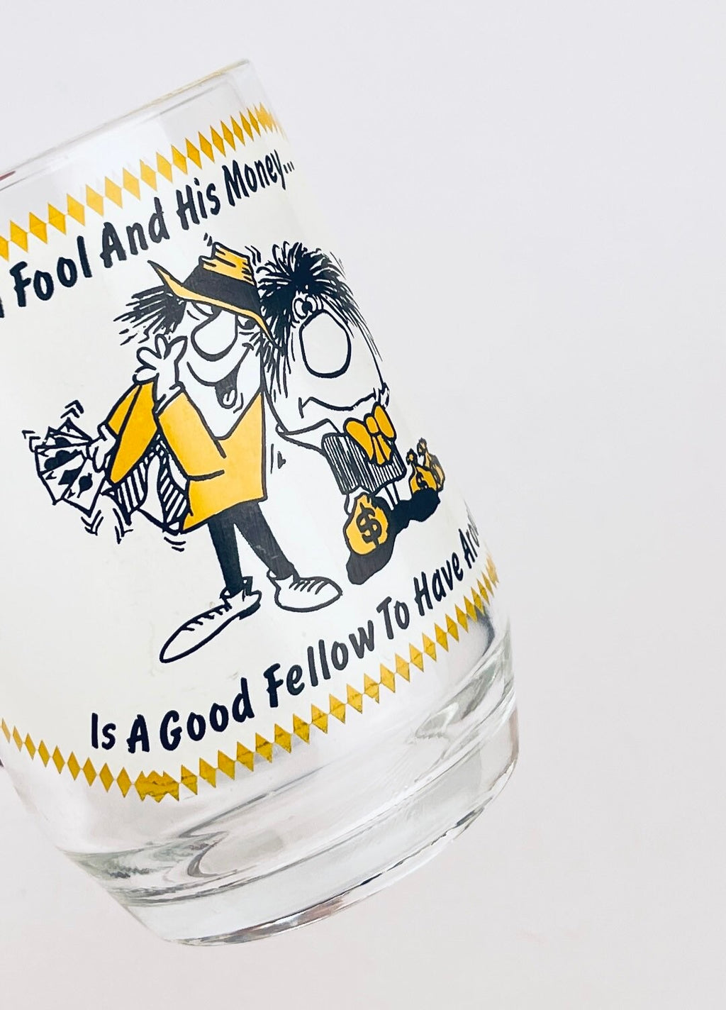 Product image for 'vintage glass beer stein gag gift a fool and his money i a good fellow to have around made in france' (view 50be50)