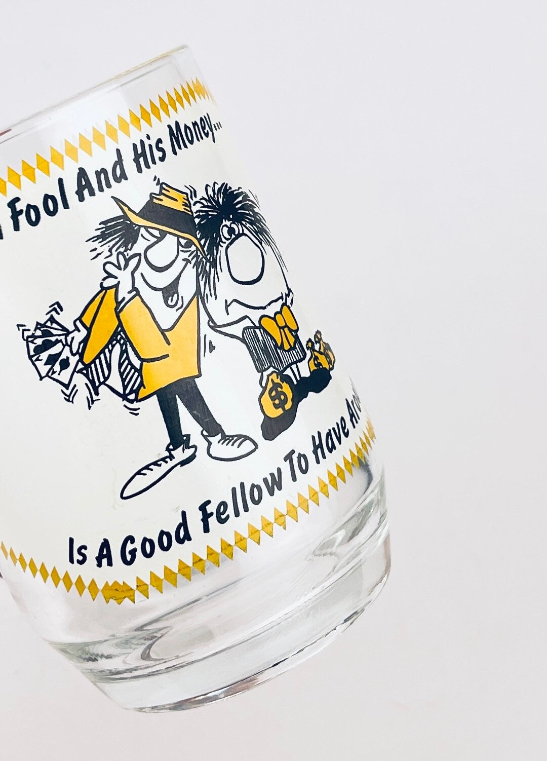 Product image for 'vintage glass beer stein gag gift a fool and his money i a good fellow to have around made in france' (view 50be50)
