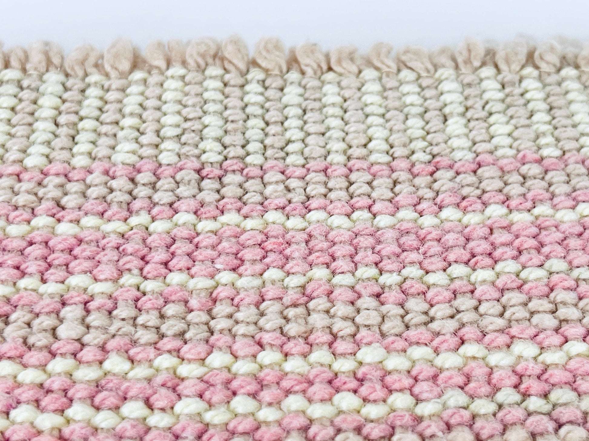Product image for 'vintage pink beige stripped fringe style place mats set of five 5' (view e9ef96)