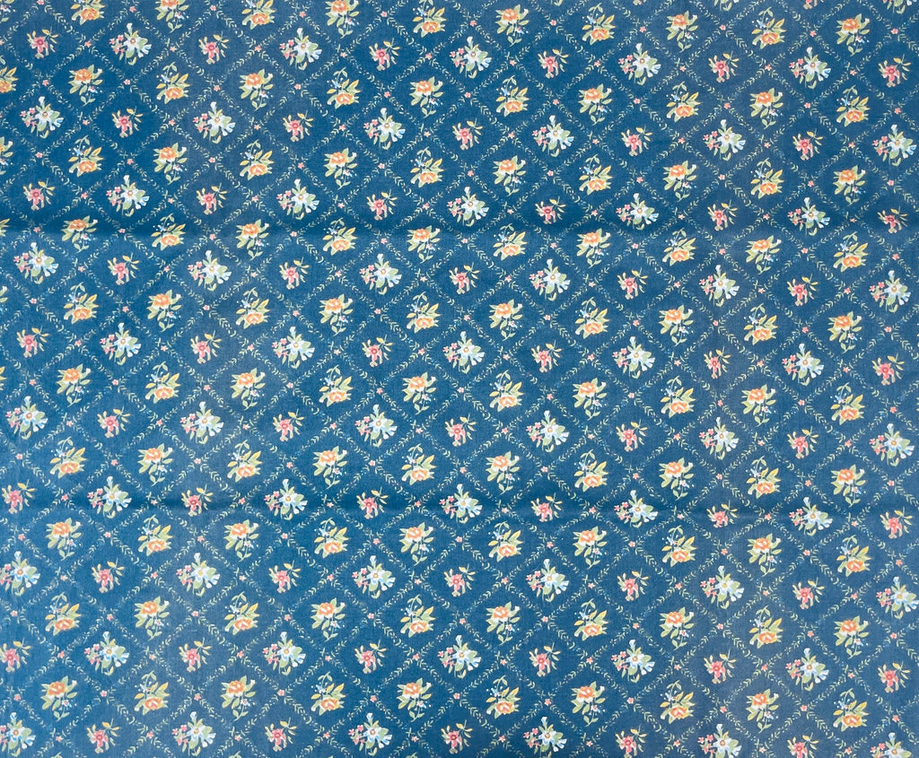 Product image for 'vintage blue floral fabric material 37 x 44' (view 51fe36)