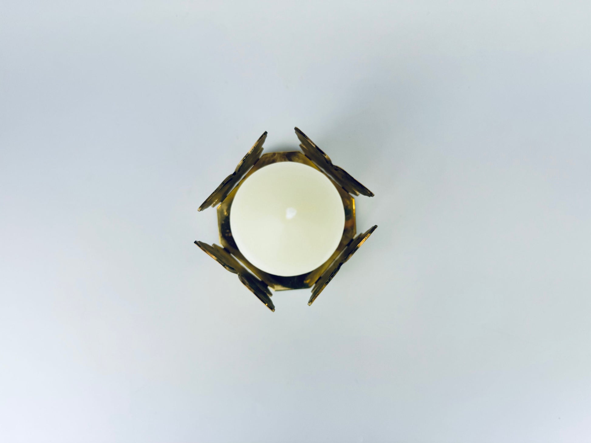 Product image for 'vintage solid brass square butterfly candle crystal ball holder attractive aged metal patina' (view 1c37a1)