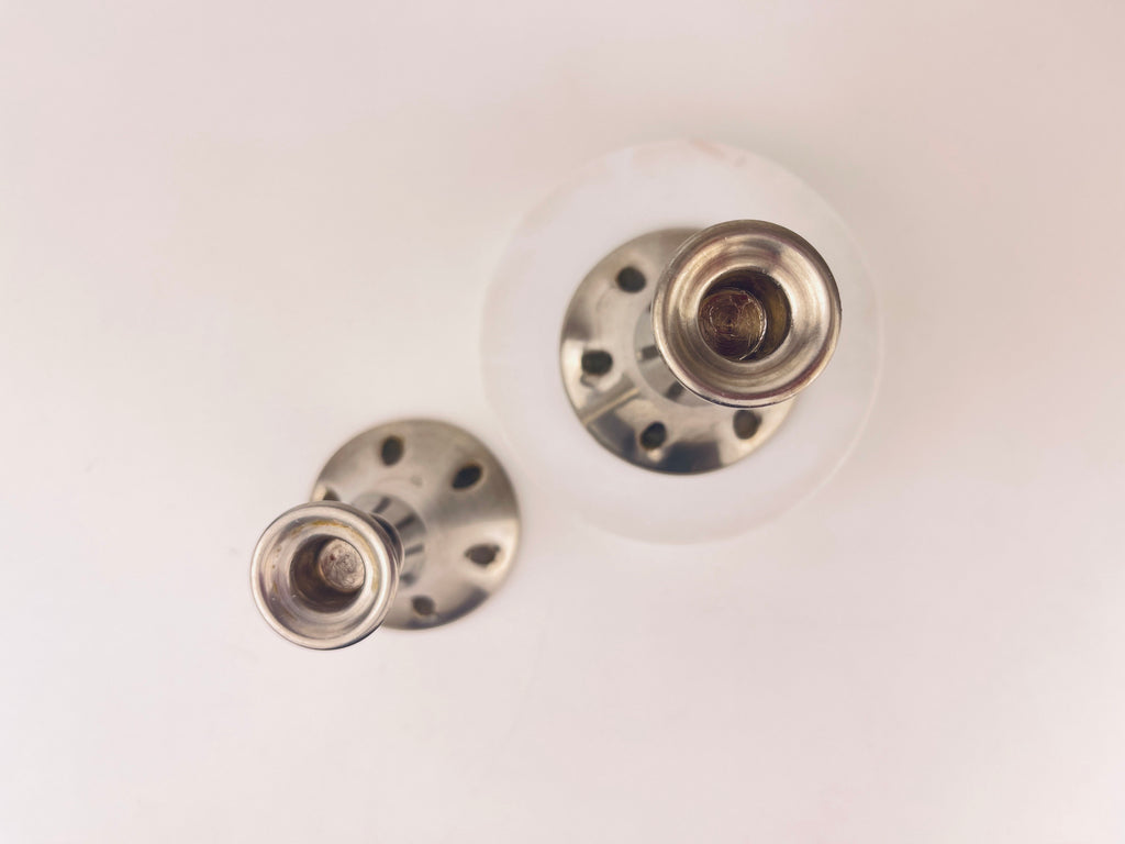 Product image for 'vintage pewter silver candle stick holders set of two 2 made in norway by gullsmedservise' (view 886541)