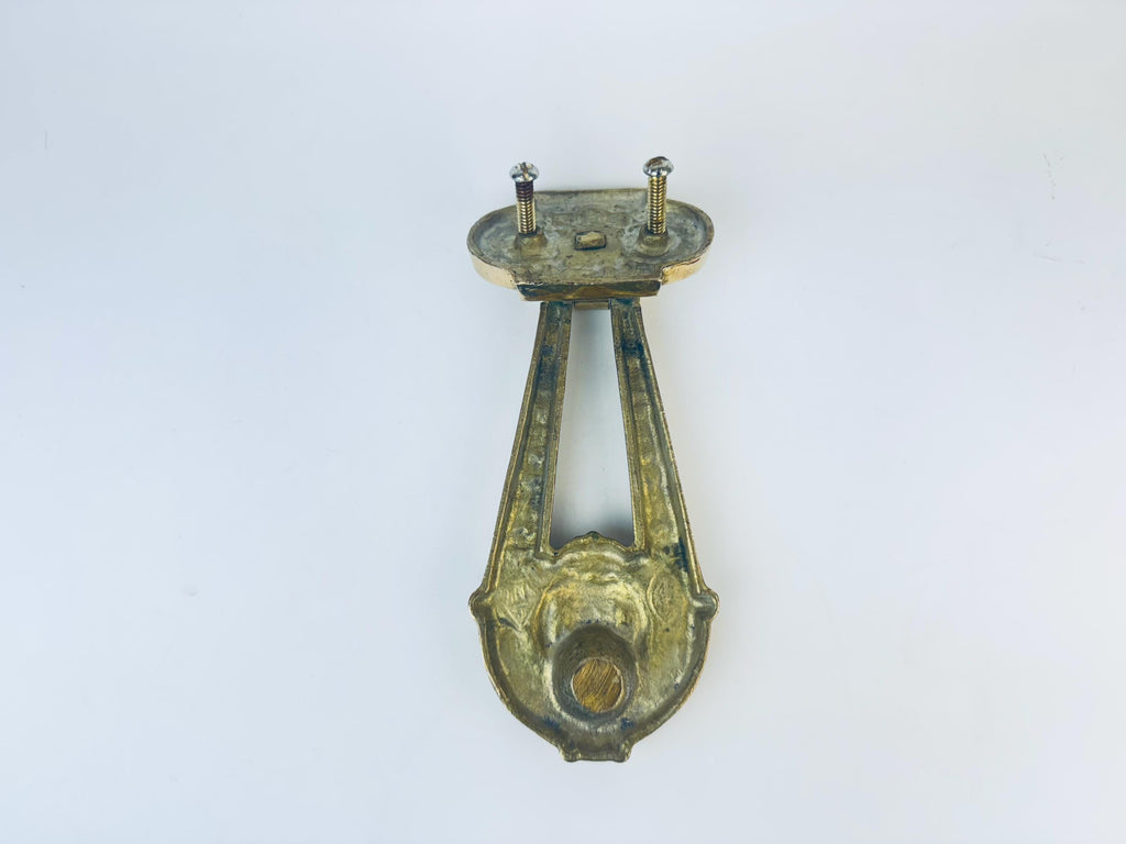 Product image for 'antique english neoclassical brass door knocker classical lyre design with floral and central figure' (view 1305a6)