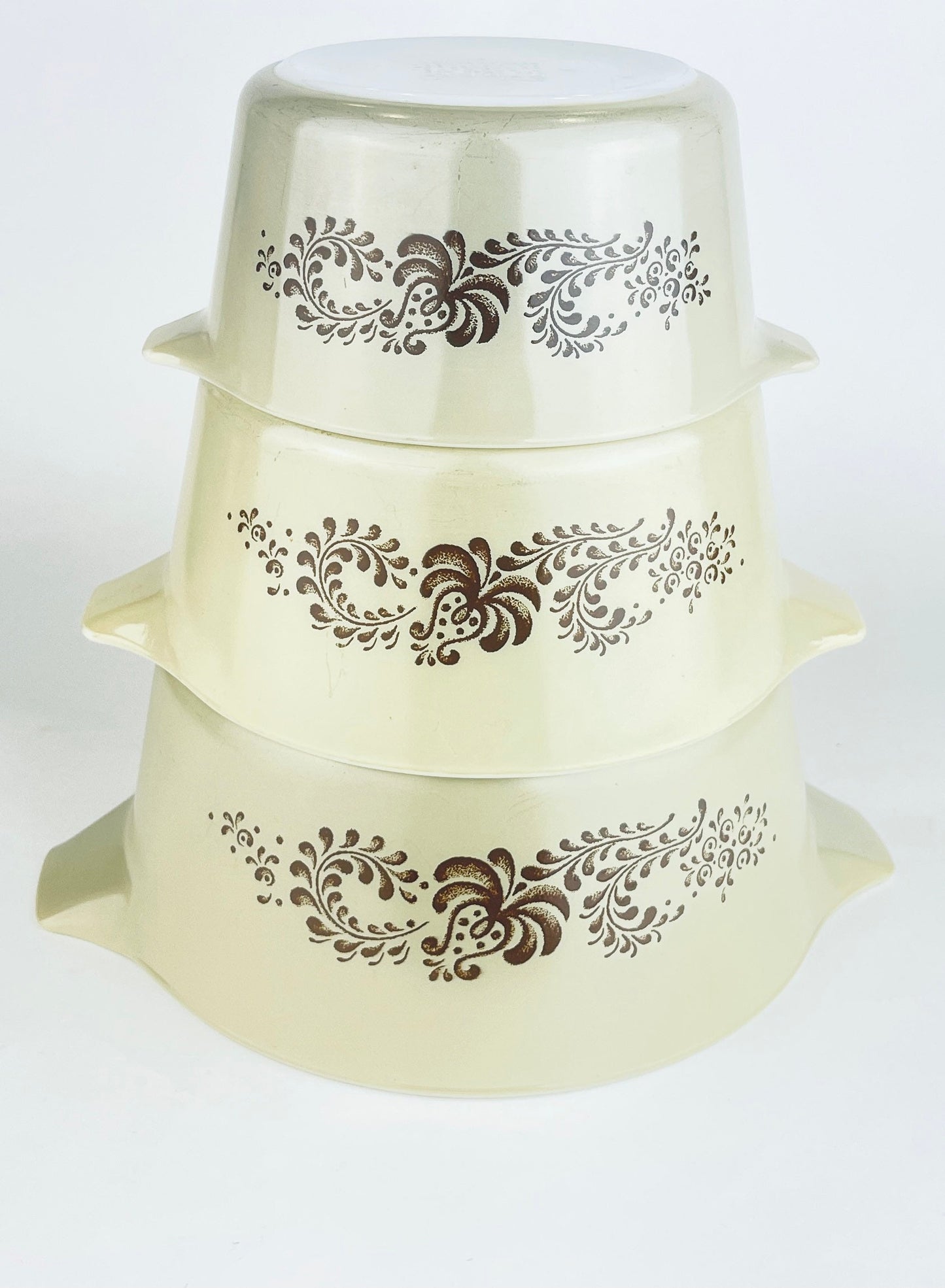 Product image for 'vintage homestead brown swirl pyrex cinderella casserole dishes sold separately' (view dbdb9e)