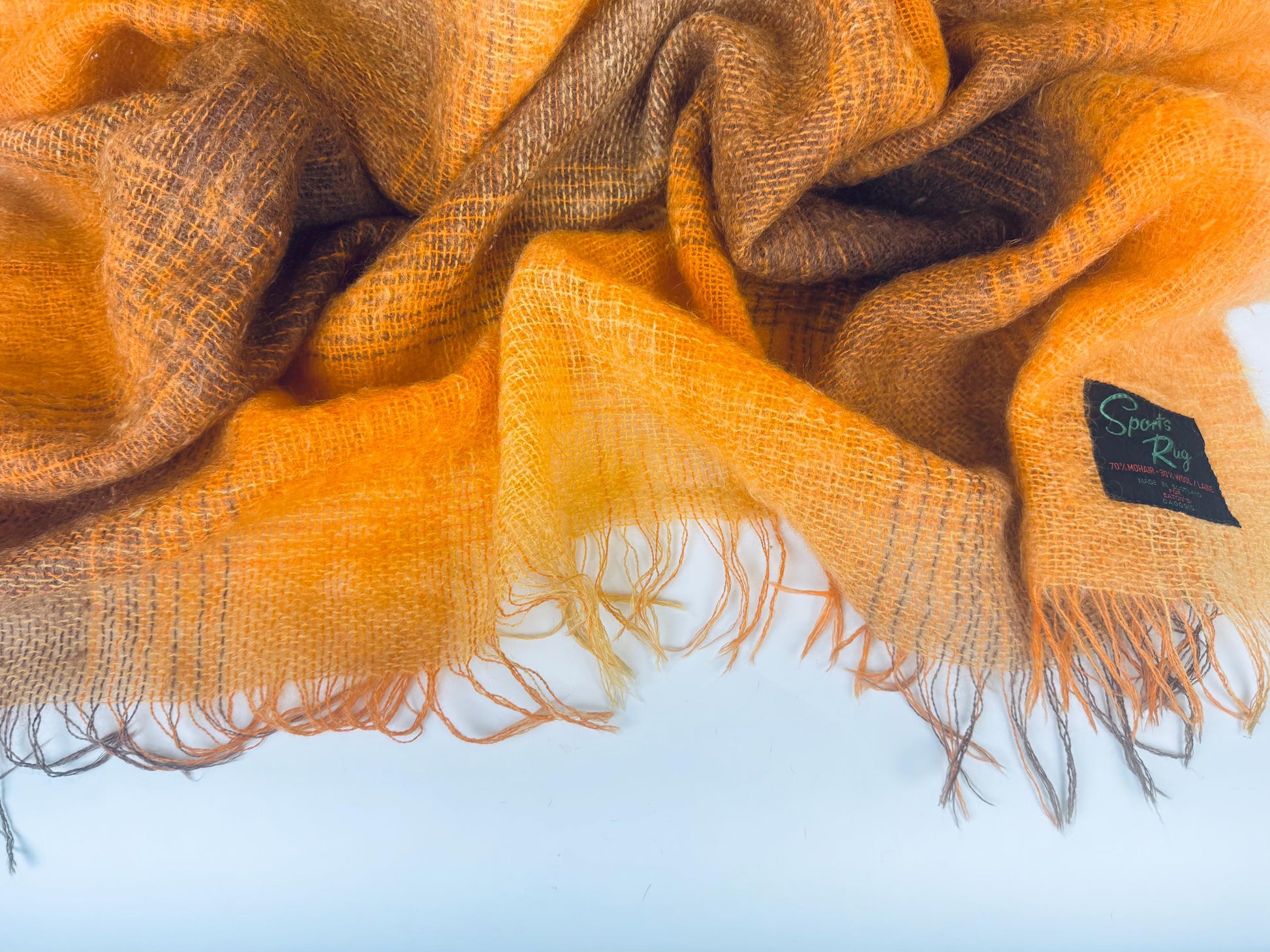 Product image for 'vintage sports rug mohair wool fringe blanket rug made in scotland for eatons' (view 9f6590)