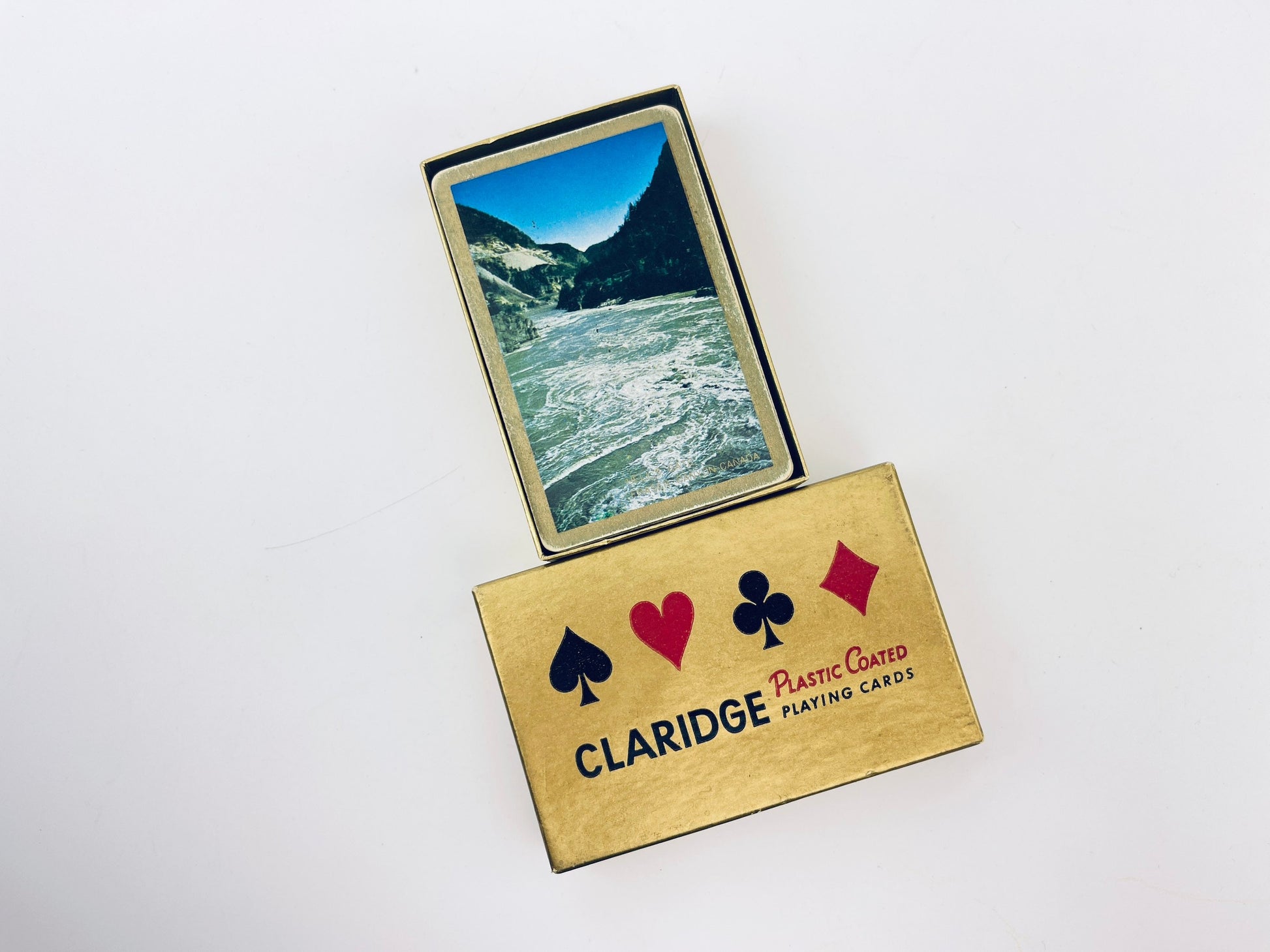 Product image for 'vintage claridge plastic coated playing cards hells gate fraser canyon british columbia image made in canada' (view 934218)