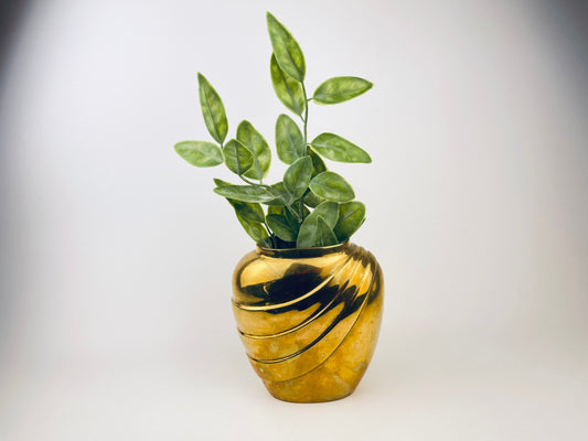 Product image for 'vintage art deco revival brass vase indoor planter attractive aged metal patina' (view 93353a)