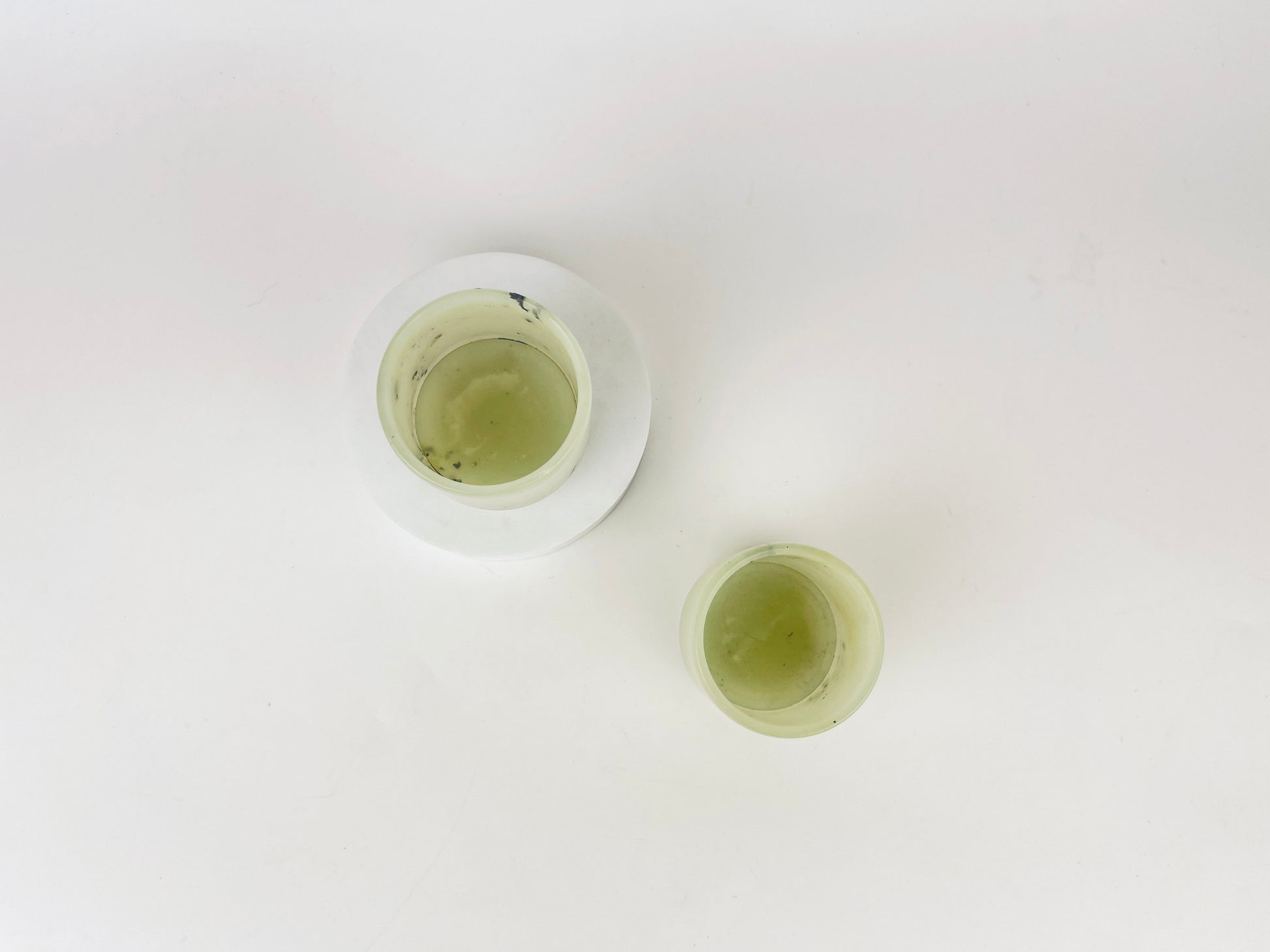 Product image for 'vintage antique chinese white jade stone wine tea cups set of two 2' (view eb3415)