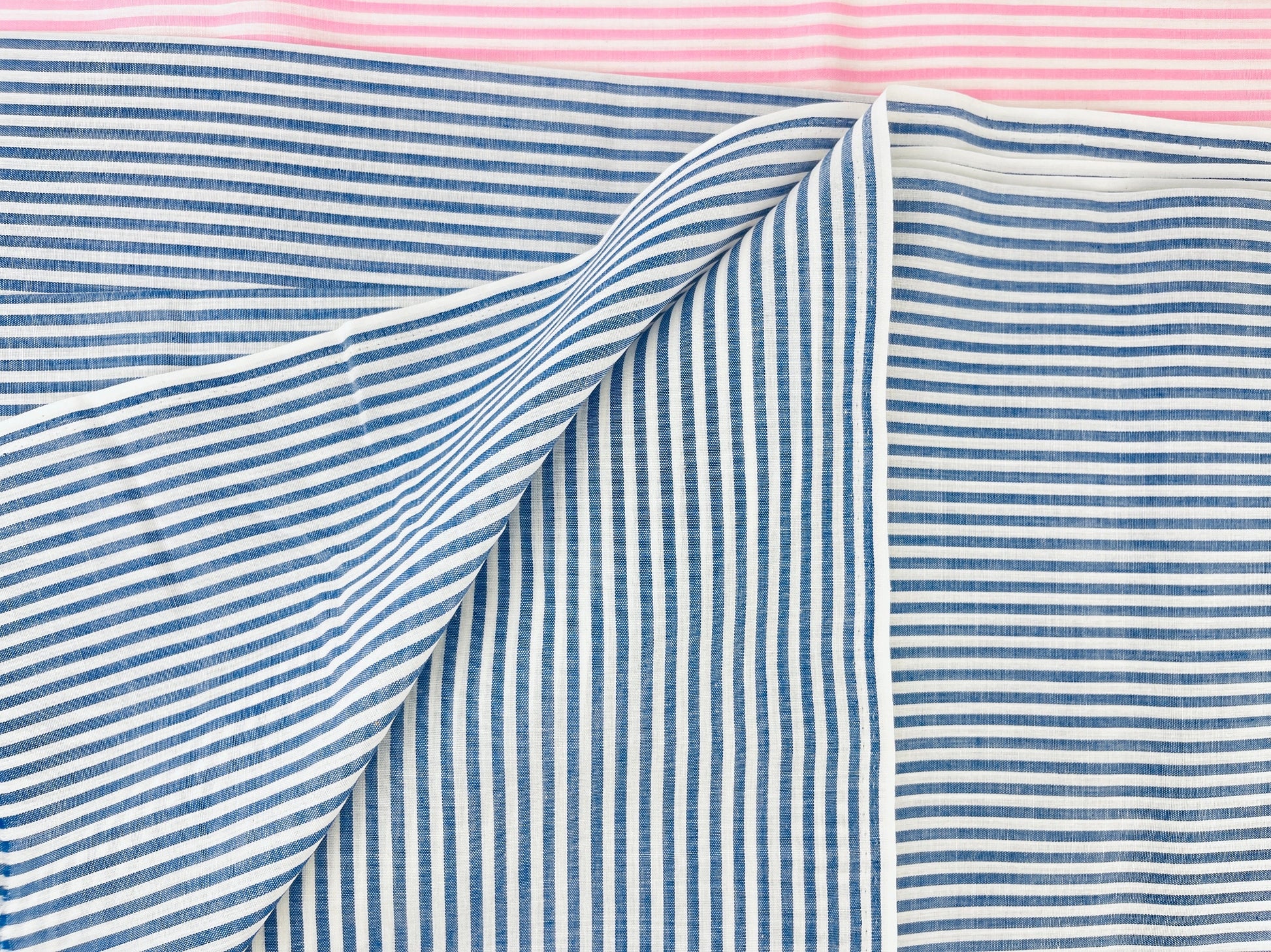 Product image for 'vintage pink blue striped fabric material sold separately' (view babb43)
