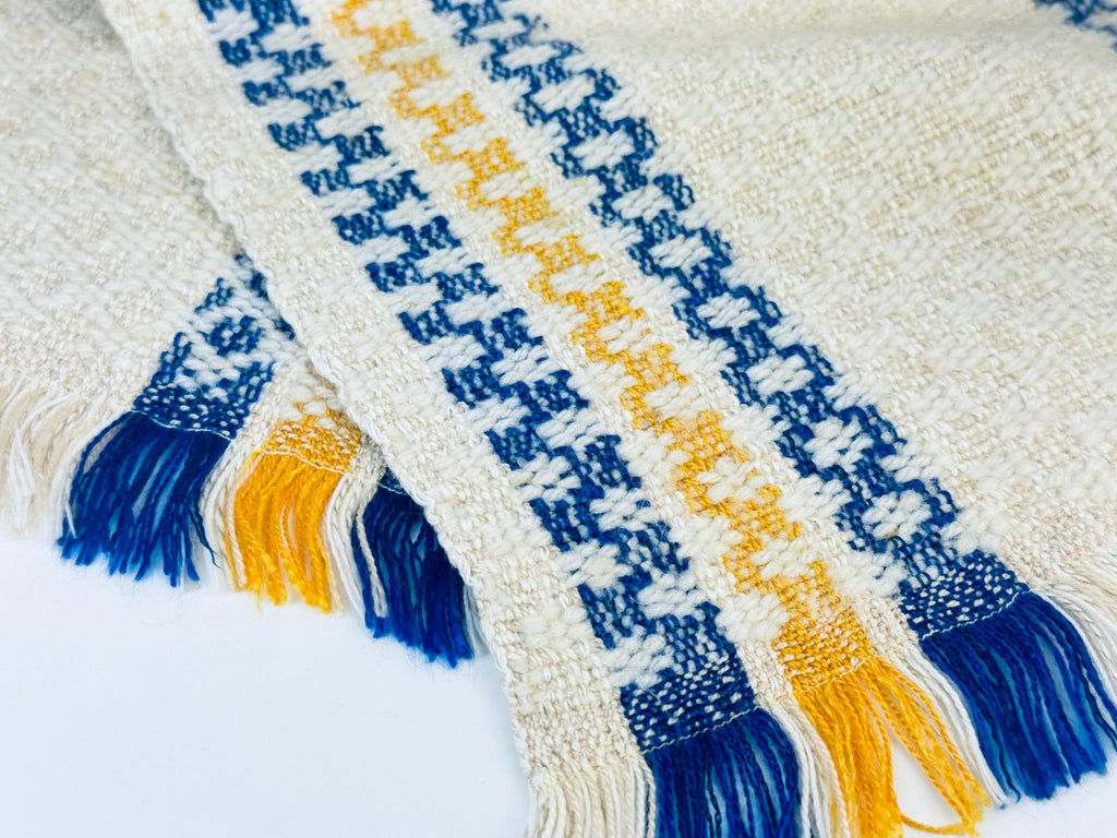 Product image for 'vintage nordic fringe table runner blue gold beige' (view ca20c1)