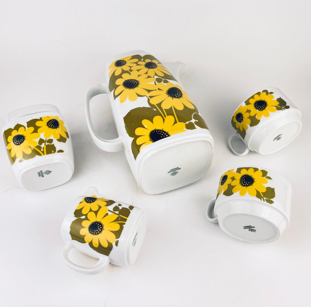 Product image for 'vintage yellow daisy tea set schirnding bavaria tea kettle cream sugar tea cups' (view 930ee1)