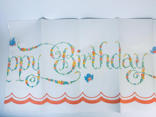 Product image for 'vintage happy birthday paper tablecloth new old stock nos made in usa' (view daab36)