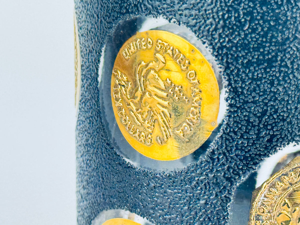 Product image for 'vintage cera black 22 kt gold american coin design glass barware cocktail decanter designed by bob wallack' (view f8d55c)
