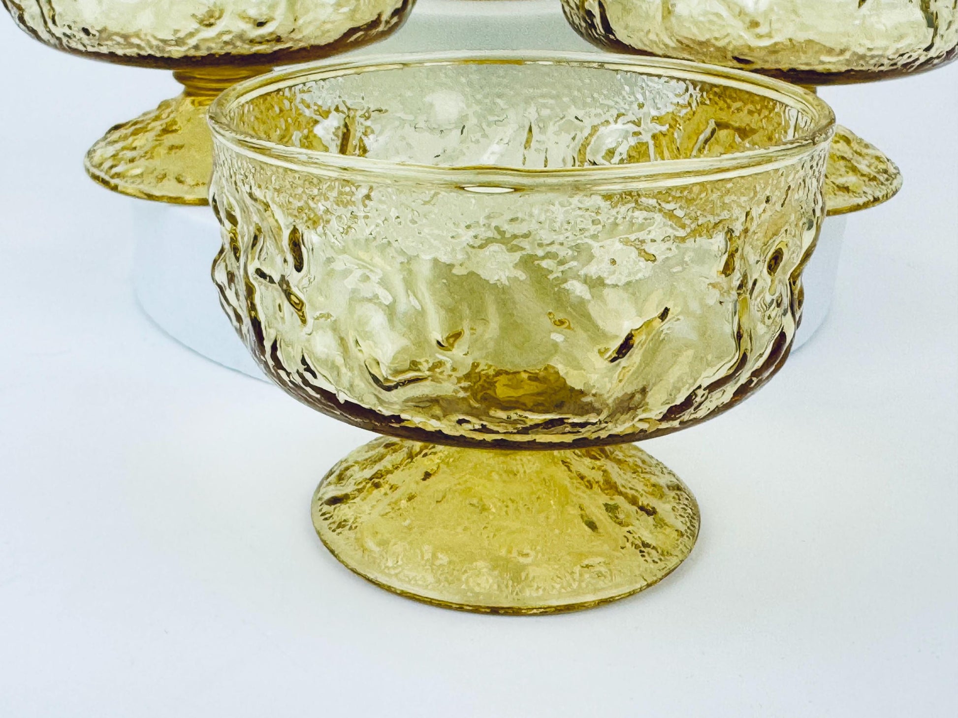 Product image for 'vintage amber anchor hocking crinkle lido milano footed sherbet glasses set of four 4' (view 93b506)