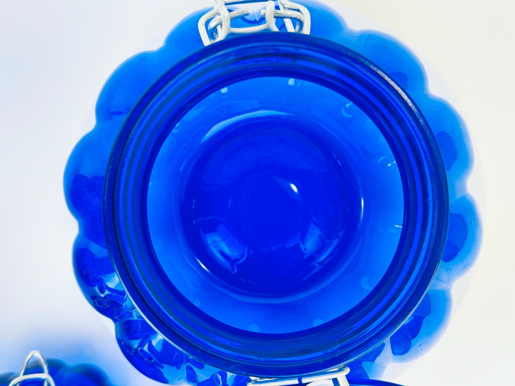 Product image for 'vintage round cobalt blue bubble glass clasp container jars sold separately' (view ae8148)