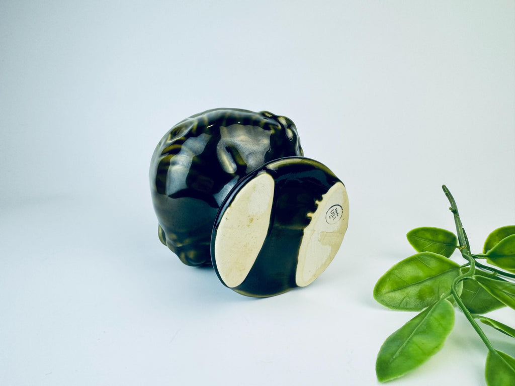 Product image for 'vintage brush pottery olive green glazed ceramic merry mushroom woodland pedestal indoor planter made in usa' (view 9e09e1)
