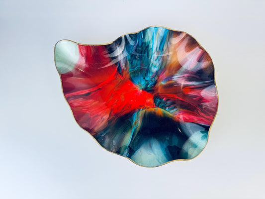 Product image for 'vintage mcm seetusee glassware by mayfair curvy decorative glass gold painted leather backed trinket bowl dish made in canada' (view 7b3eb5)