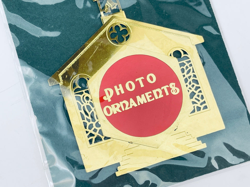 Product image for 'vintage solid brass christmas photo ornament church chapel' (view 92f70d)