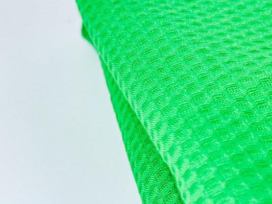 Product image for 'vintage thick woven bright green waffle polyester upholstery fabric 43 x 134' (view 05a935)