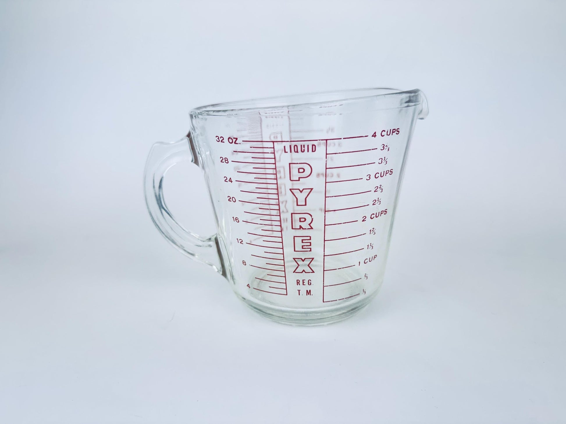 Product image for 'vintage red pyrex glass measuring cups metric imperial system made in usa sold separately' (view 5c8f11)