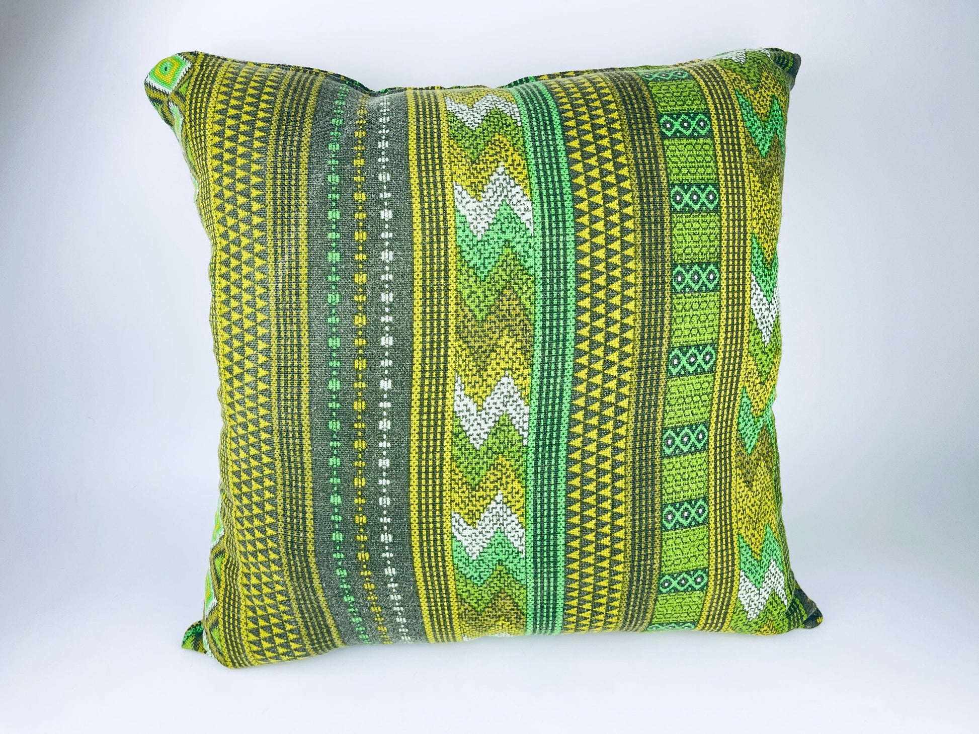 Product image for 'vintage handmade green yellow geometric print square accent pillow cover 18 x 18 sold separately' (view d552cf)