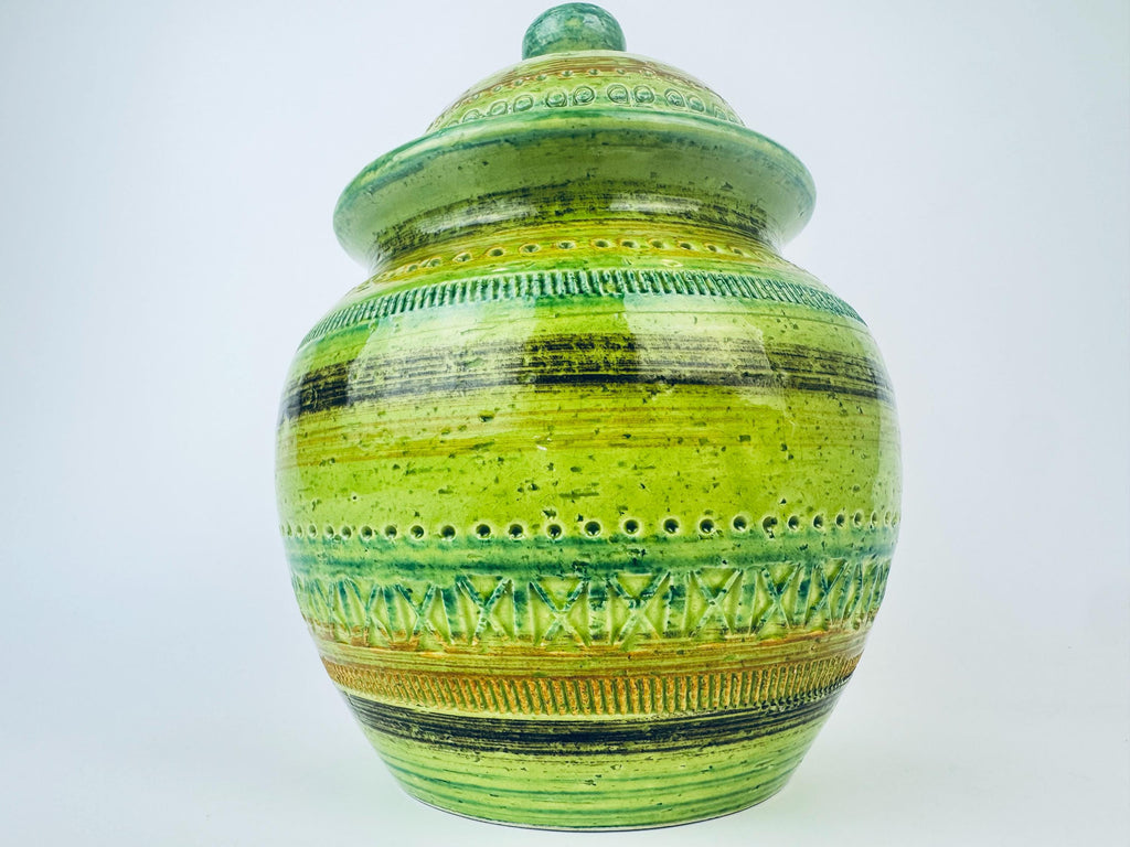 Product image for 'vintage rare aldo londi bitossi green sgraffito lidded jar made in italy' (view 7b314f)