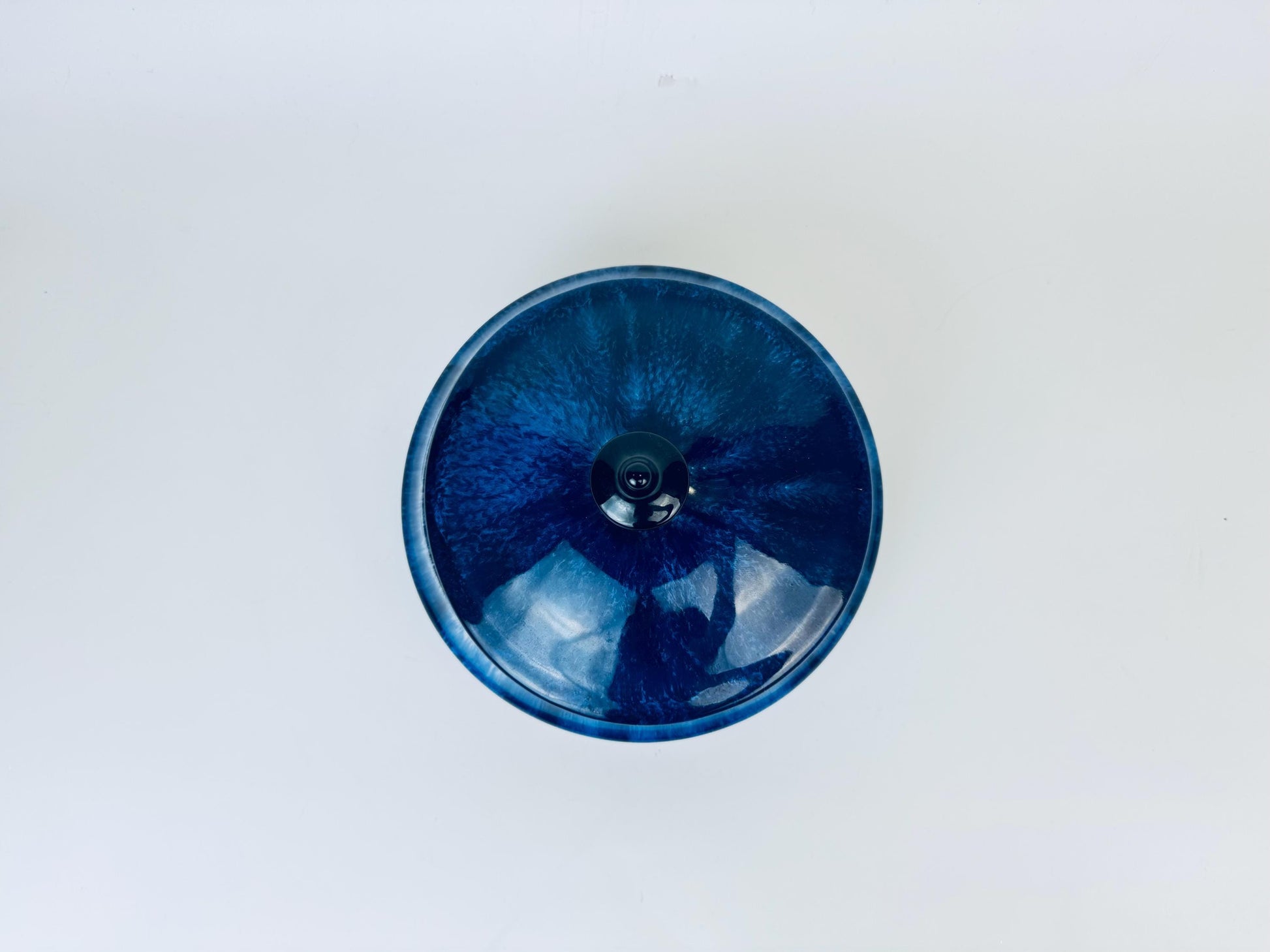 Product image for 'vintage blue drip glazed ceramic lidded obelisk bowl blue mountain pottery bmp made in canada' (view ffd826)