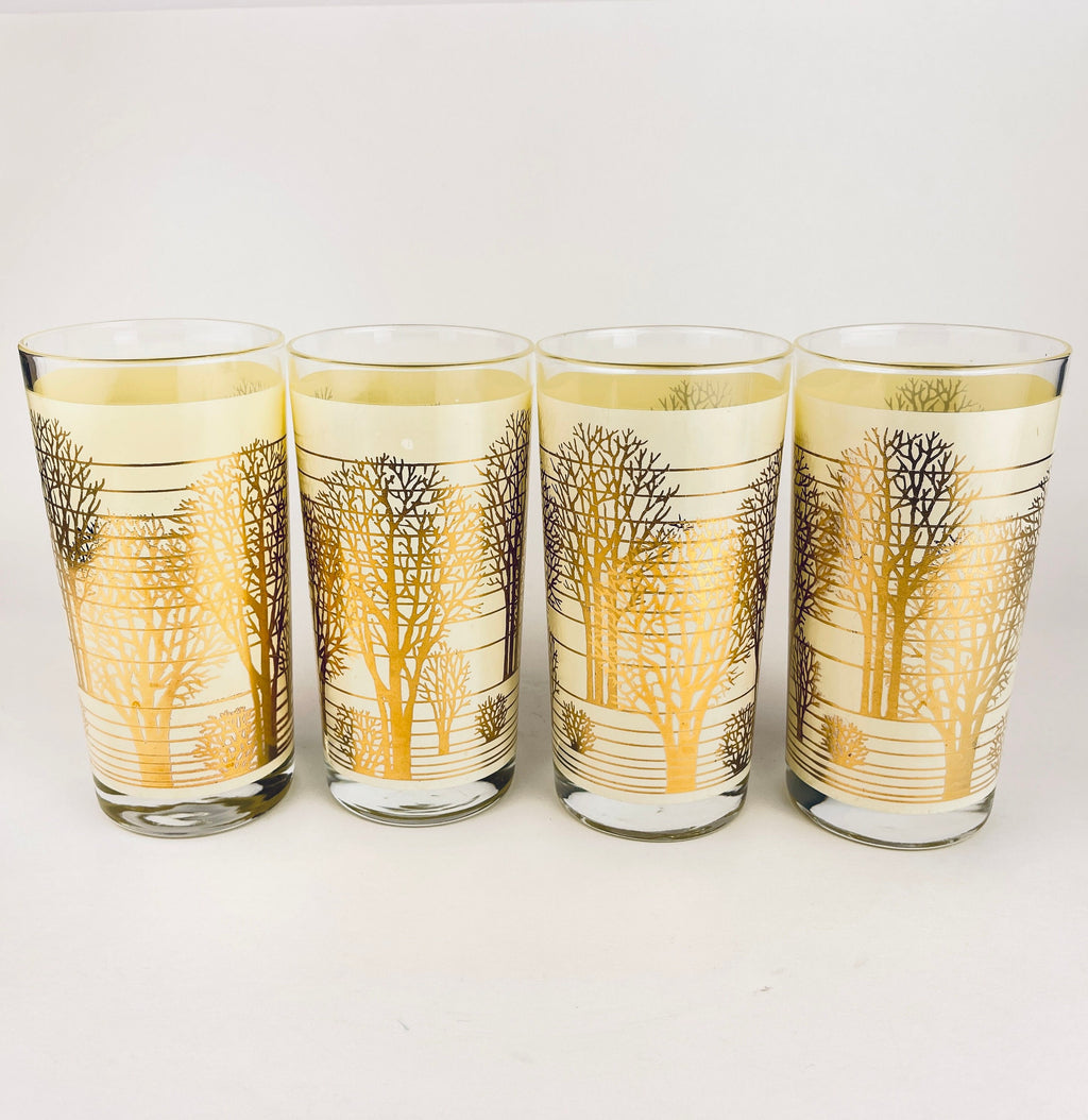 Product image for 'vintage beige gold tree water glasses set of four 4' (view 1602fa)