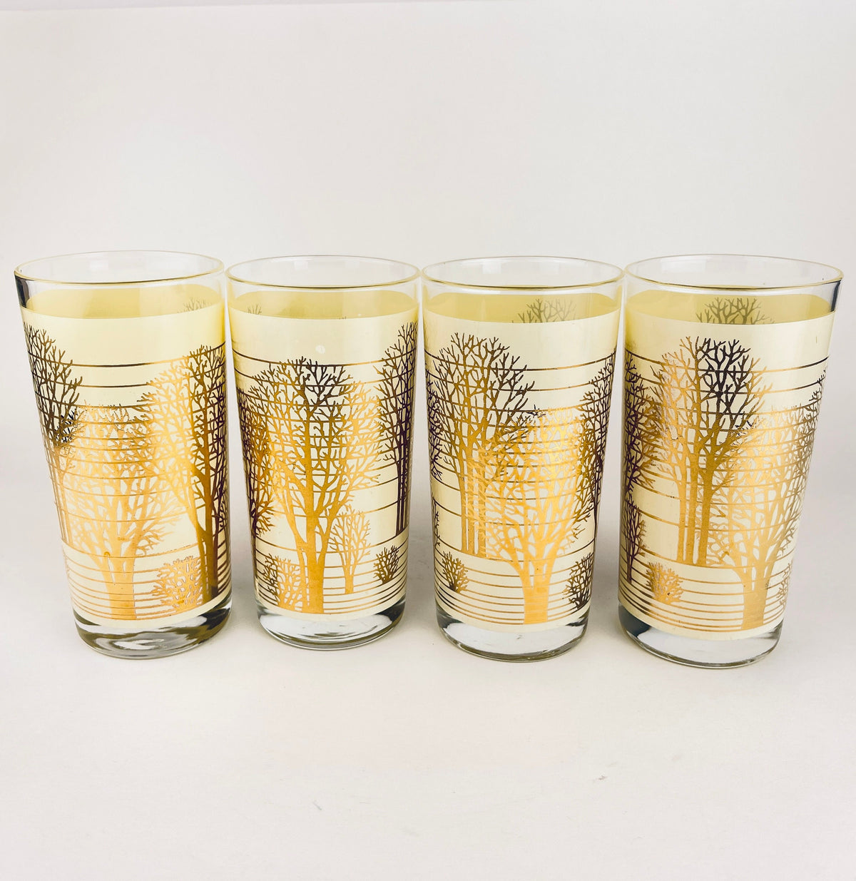 Product image for 'vintage beige gold tree water glasses set of four 4' (view 1602fa)