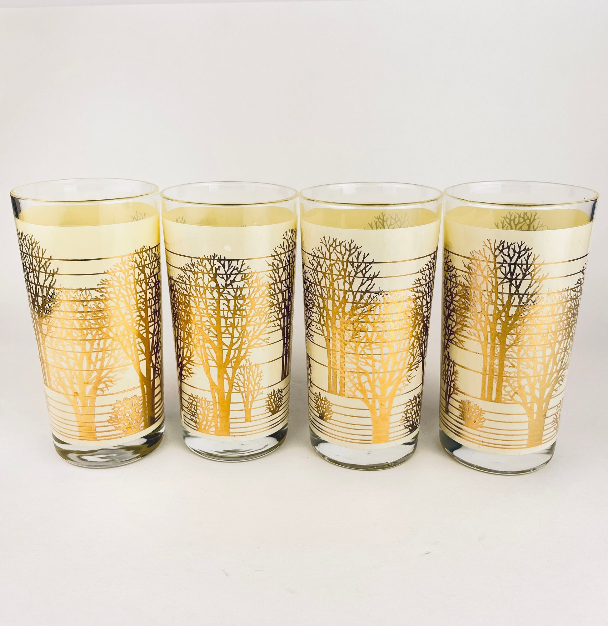 Product image for 'vintage beige gold tree water glasses set of four 4' (view 1602fa)