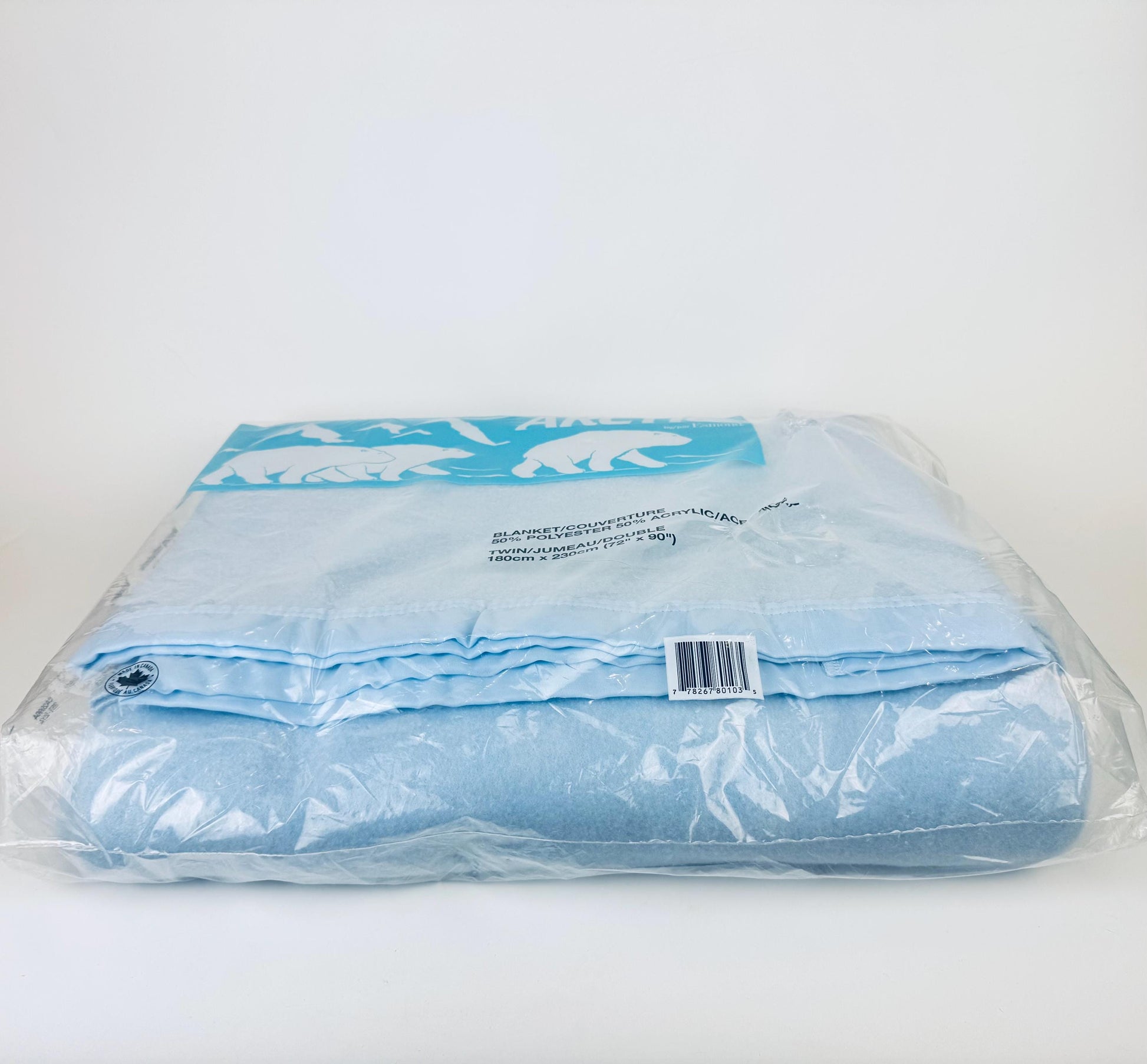 Product image for 'vintage arctic blue twin blanket satin ribbon trim new old stock nos made in canada by esmond' (view a35a1c)