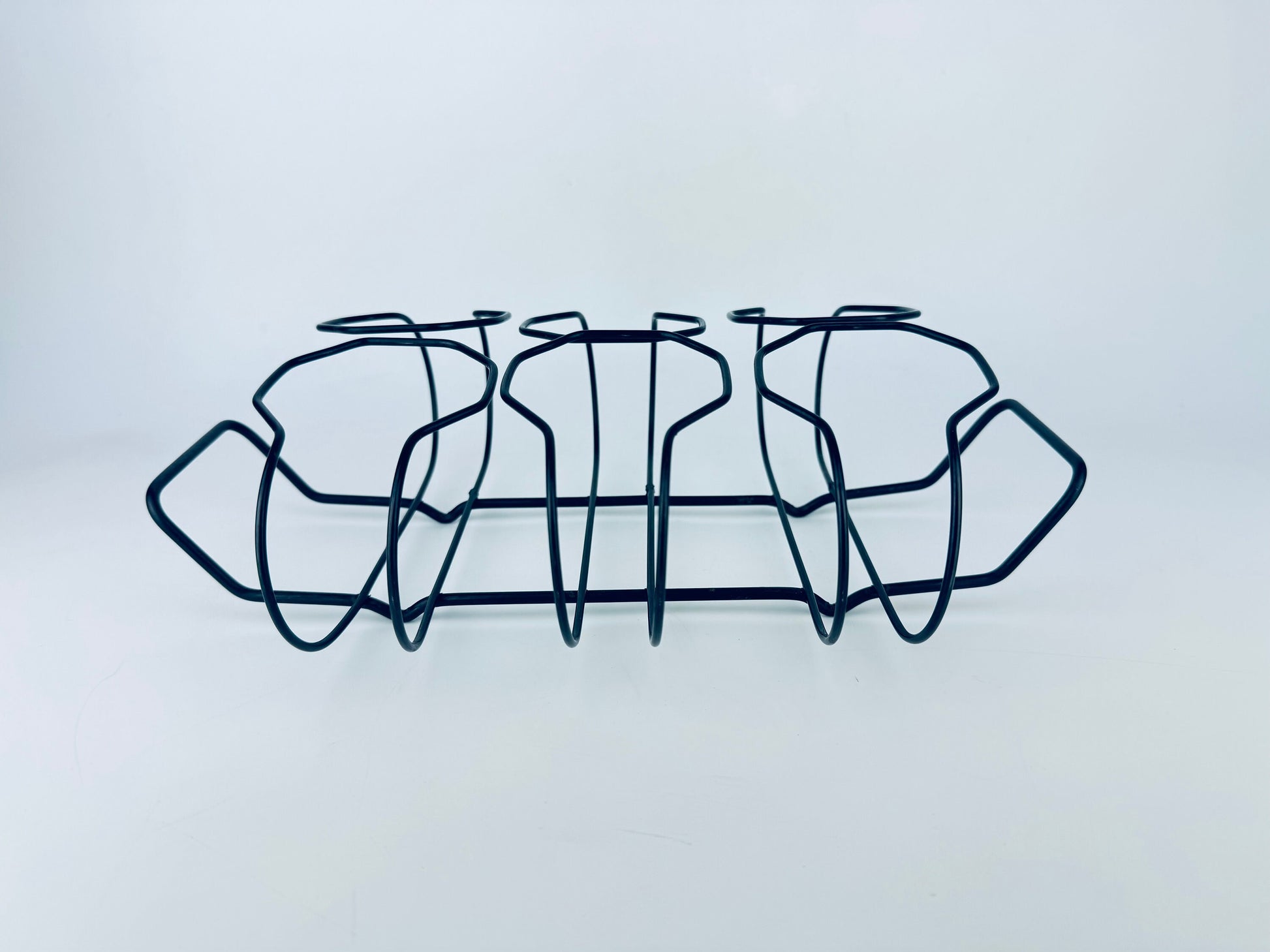 Product image for 'vintage mcm black metal barware tumbler glass carrier holds six 6 glasses' (view fce2ea)