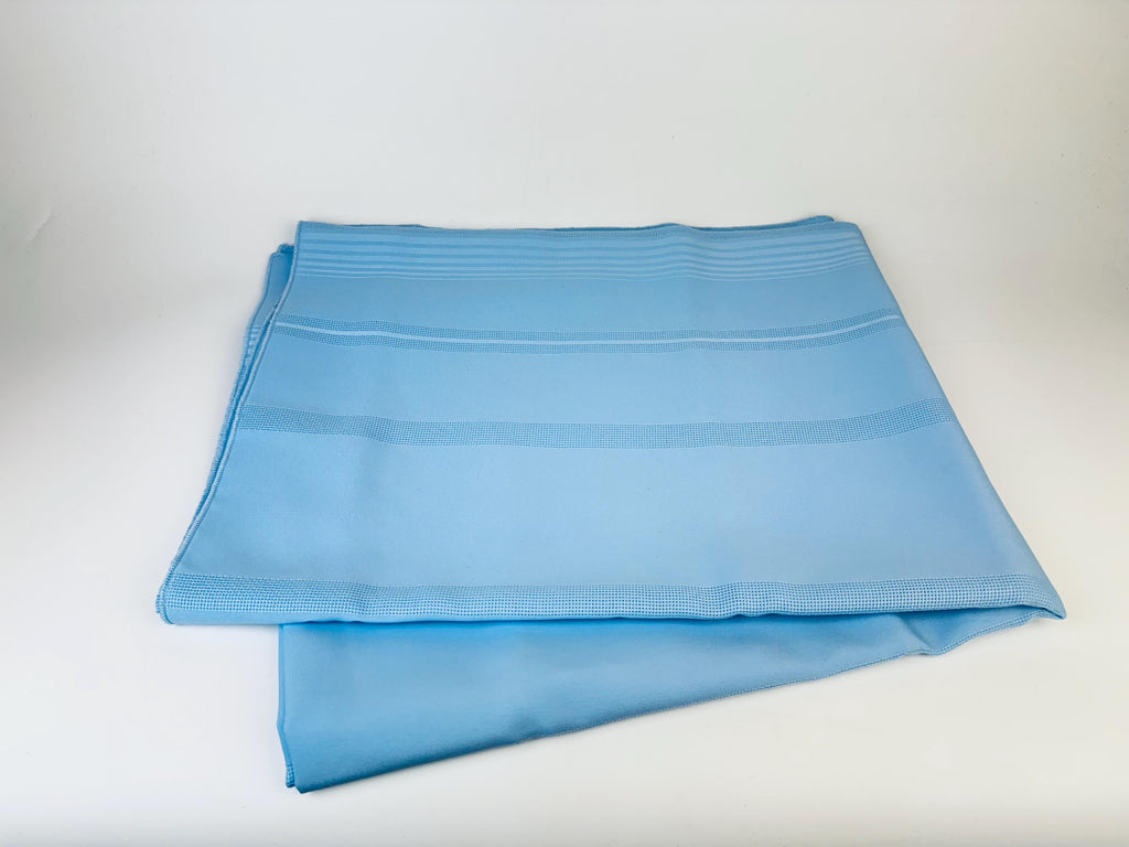 Product image for 'vintage riviera oblong rectangular light blue fabric table cloth 52 x 70 permanent press' (view 5378bd)