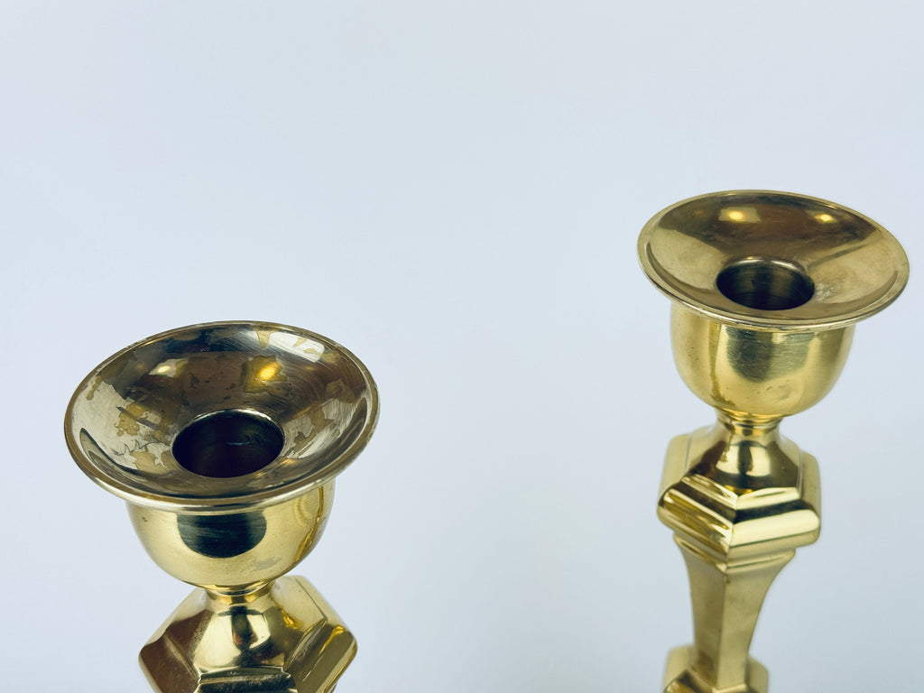 Product image for 'vintage hollywood regency tall solid cast brass candle stick holders set of two 2 attractive aged metal patina' (view 9bc575)