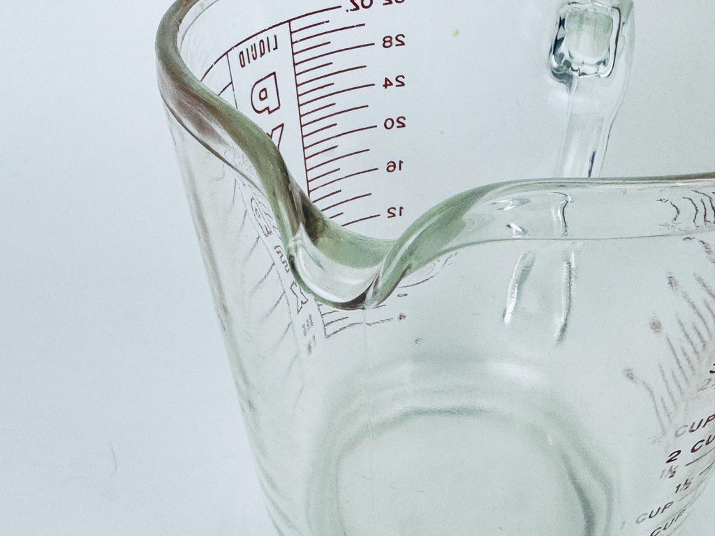 Product image for 'vintage red pyrex glass measuring cups metric imperial system made in usa sold separately' (view aa05ac)