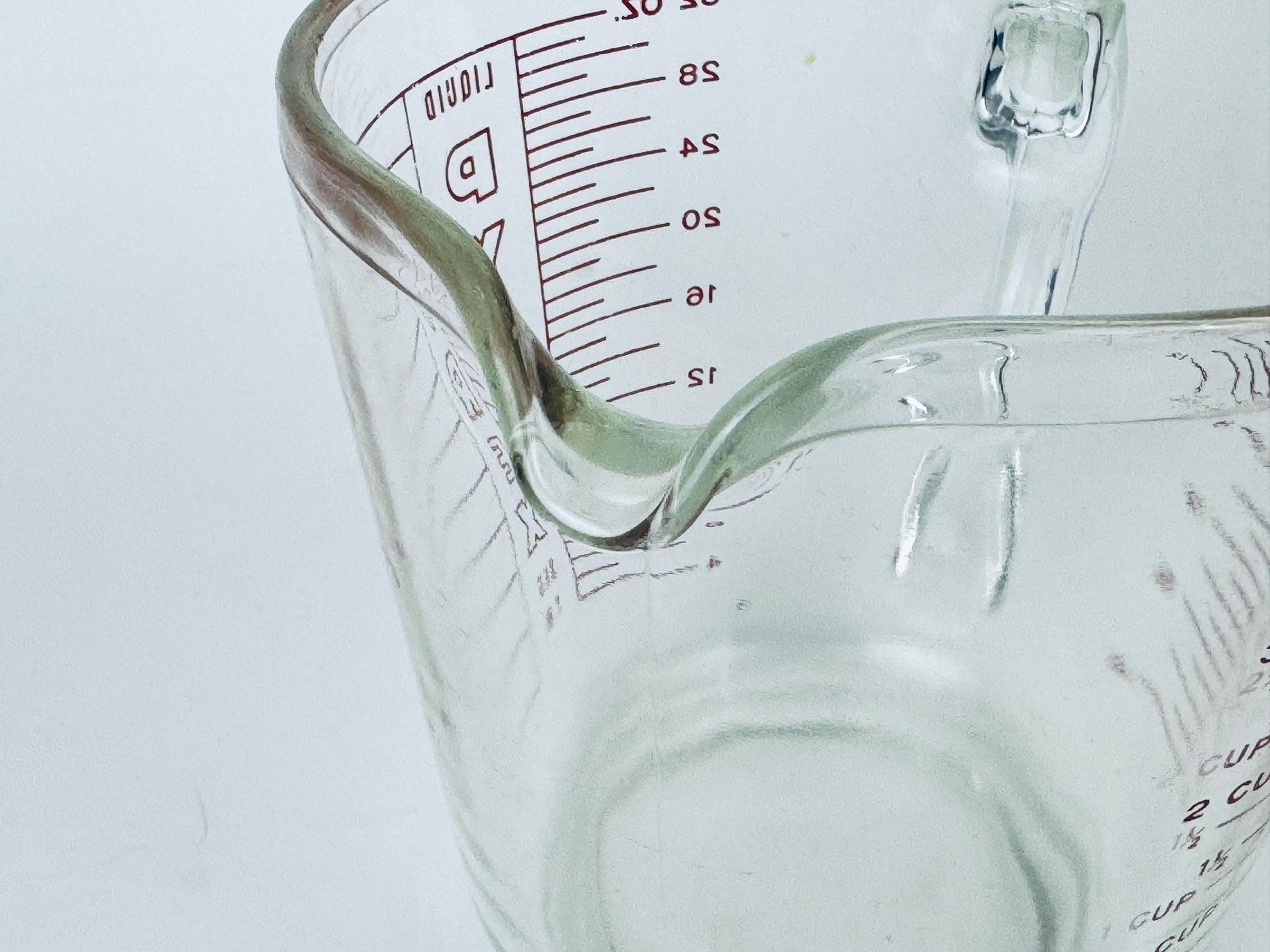 Product image for 'vintage red pyrex glass measuring cups metric imperial system made in usa sold separately' (view aa05ac)