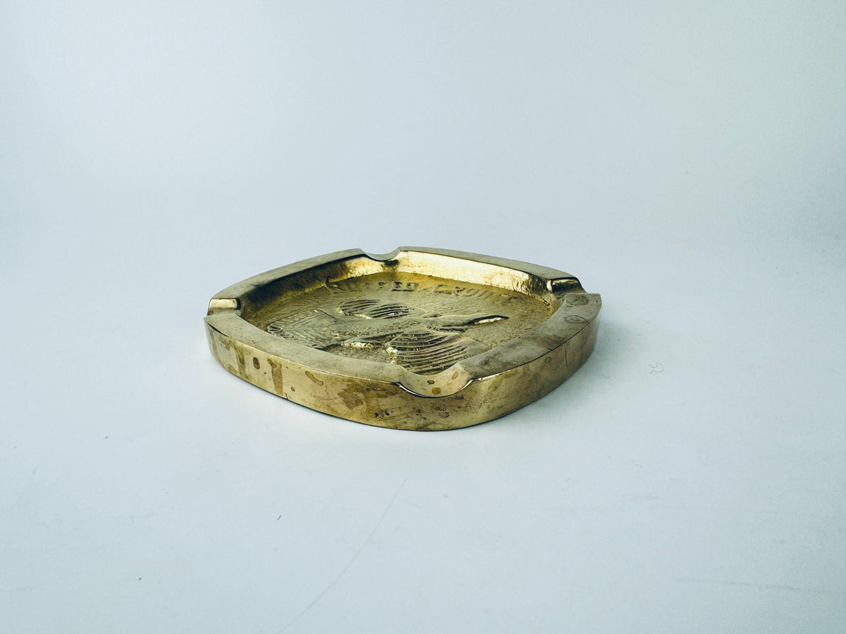 Product image for 'vintage solid heavy brass ruffled grouse ashtray attractive aged metal patina hunter gift' (view 2c6b1a)